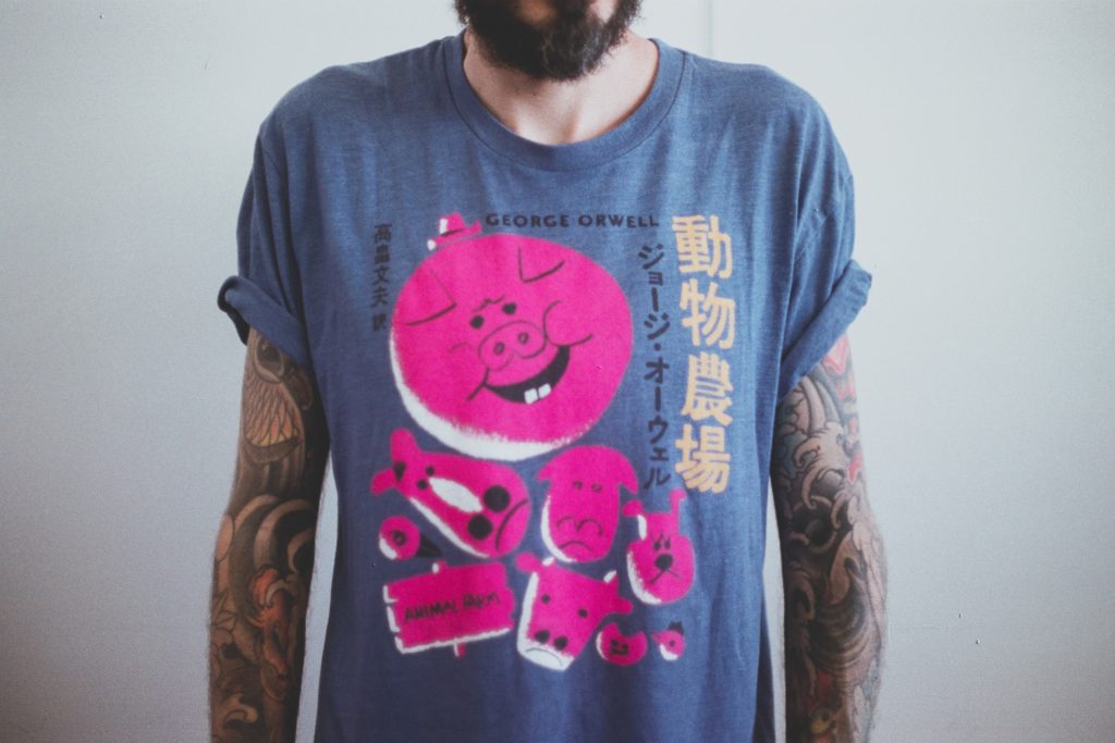 man wearing a custom print shirt